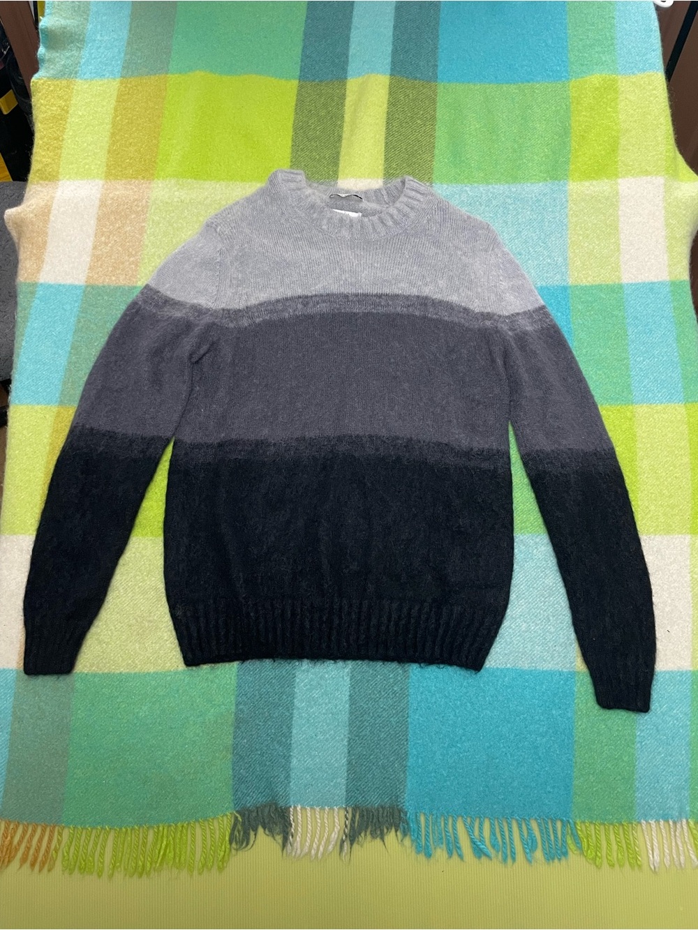 COS Regular Fit Striped Mohair Blend Crewneck Sweatshirt Gradient Men’s